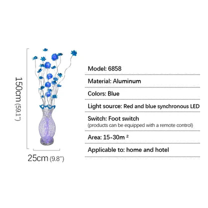 86LIGHT Nordic Blue Floor Lamp Modern Art Living Room Bedroom Hotel  Aluminum Wire LED Originality Flower Light