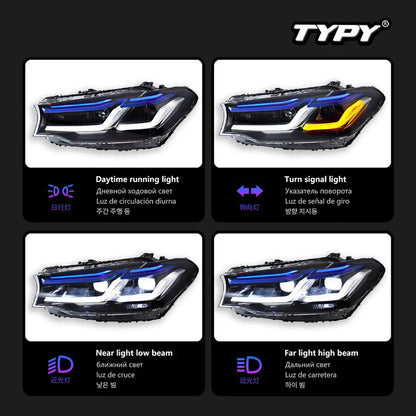 TYPY Car Lights For BMW 5 Series G30 Headlight 2017-2020 LED Projetor head Lamp Daytime Running Light Automotive Accessories
