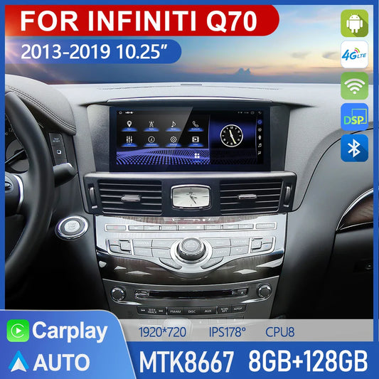 10.25inch Car Radio For Infiniti Q70 Q70L M25 M35 M37 2013-2019 Multimedia Player Wireless Carplay GPS Touch Head Unit Screen