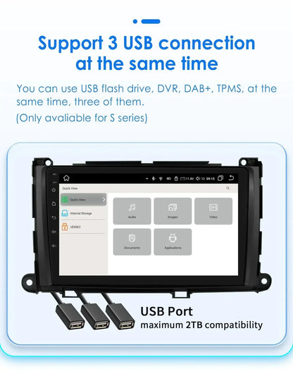 Hizpo For Toyota Sienna XL30 2010-2014 Car Radio Multimedia Video Player Navigation Stereo GPS Android Auto Carplay 8G+128GB RDS