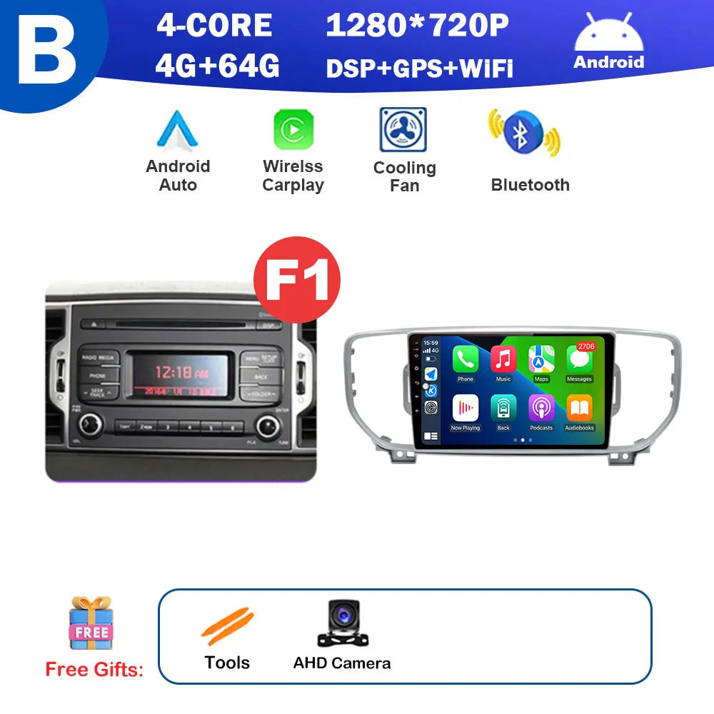 9 inch for KIA Sportage 4 QL 2016 2017 2018 Android Auto Navigation GPS Split Screen Wireless Carplay DSP Stereo Bluetooth WiFi
