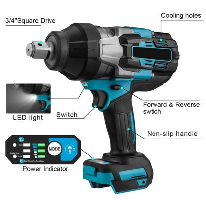3100N.M High Torque Brushless Electric Impact Wrench 3/4 Inch Cordless Electric Wrench Power Tools for Makita 18V Battery power tools