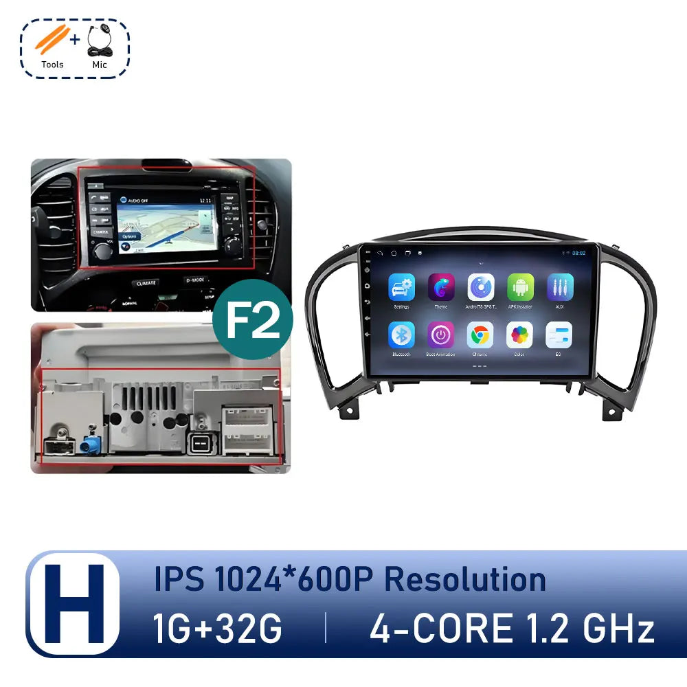 Carplay Android OS for Nissan Juke YF15 2010 - 2014 QLED Touch Screen 9 '' Car Radio Stereo Player GPS Navigation WiFi Head Unit