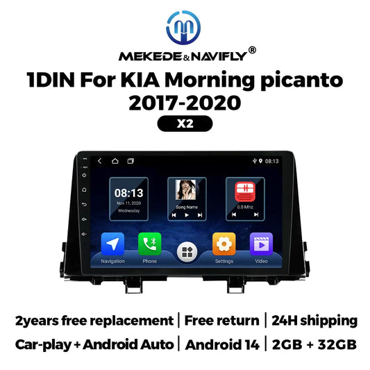 MEKEDE&NAVIFLY Android 14 For KIA Morning picanto 2017-2020 Car Stereo 1 Din Autoradio Carplay Host unit 9" Android touch screen