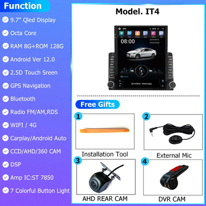 9.7" Vertical Style Tesla Screen Android 12 Car Radio For Hyundai Azera 2006-2010 GPS Navigation Multimedia Video Player