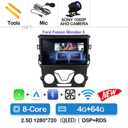 Android 15 Carplay Auto 4G WIFI GPS For Ford Mondeo 5 Fusion 2012-2019 Car Radio Multimedia Player Video Stereo Head Unit 2din