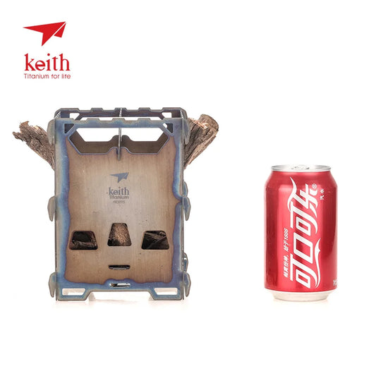 Keith Titanium Alloy Backpacking Wood Stove Outdoor Camping Stove Portable Ultralight Folding Wood Stove Pocket Stove Ti2201