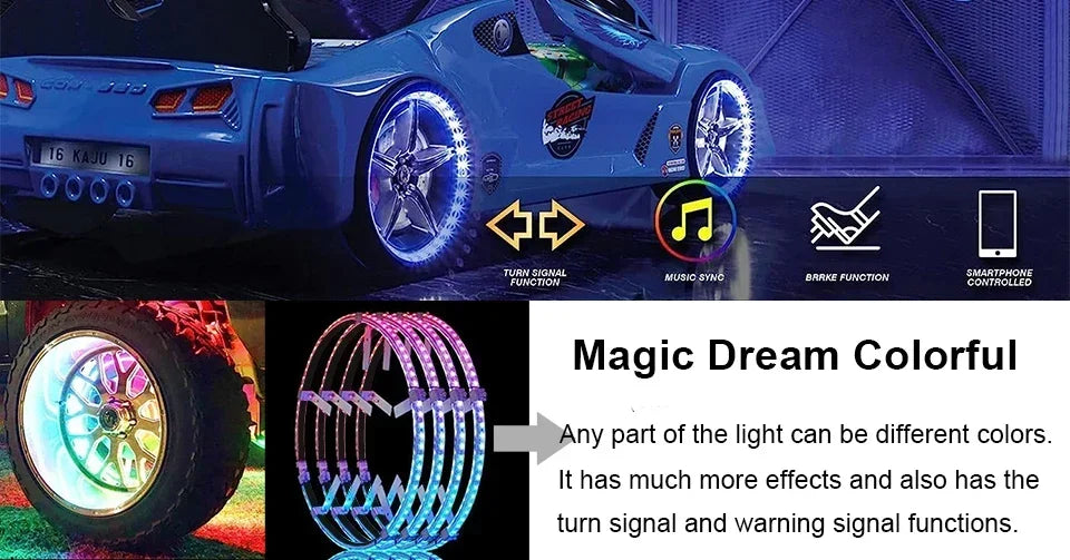 4Pcs Hub Light Wheel Led Car Modification Accessories Dream Colorful Auto SUV Styling Lamp with tune brake signal APP Remote 12V