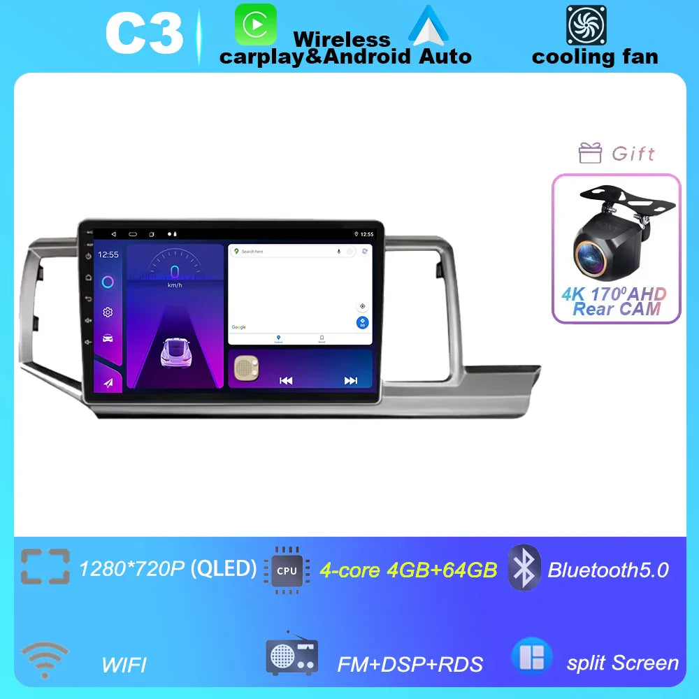 Android 14 Car Radio for Honda Stepwgn 2.0 RK 2009-2013-2015 Multimedia Video GPS Player BT Carplay 2din Navigation NO 2din