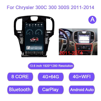 13.6 Inch For Chrysler 300C 300 300S 2011-2023 Android 12 8-Core 8G+128G Car Multimedia Player Stereo Receiver Radio GPS 4G WIFI