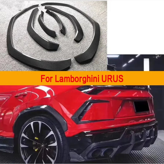 For Lamborghini URUS Carbon Fiber Wheel Eyebrow Arch Fender Flares Cover Trim Mudguards Protective Lip Strips Mud Flaps