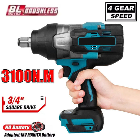 3100N.M High Torque Brushless Electric Impact Wrench 3/4 Inch Cordless Electric Wrench Power Tools for Makita 18V Battery power tools