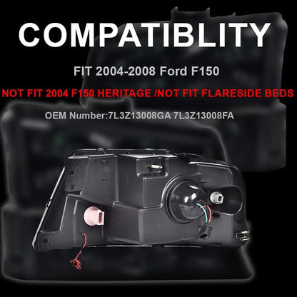 LED DRL Headlight Assemblies, Compatible with Ford F150 2004 2005 2006 2007 2008 /Fit 06-08 Lincoln Mark Headlamp