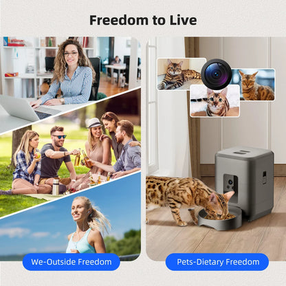 2L with video automatic cat feeder, intelligent timed and quantitative feeding, cat, dog and pet feeding bowl controlled by APP