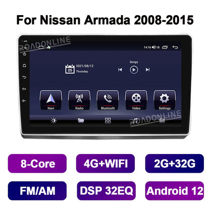 9 Inch Android 12 For Nissan Armada Infiniti QX56 QX 56 2008-2015 Car Multimedia Player GPS Stereo Radio Receiver 8-Core CarPlay