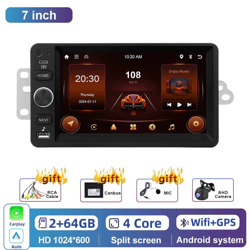 Podofo 7inch Car Stereo Radio For Chevrolet GMC Hummer Savanna 2003-2006 Carplay Android auto Navigation Bluetooth WIFI Player