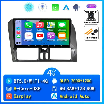 Android 15 Car Radio Wireless CarPlay Android Auto Radio For Volvo XC60 2007 2010 2013 2014 2017 4G Car Multimedia GPS Autoradio