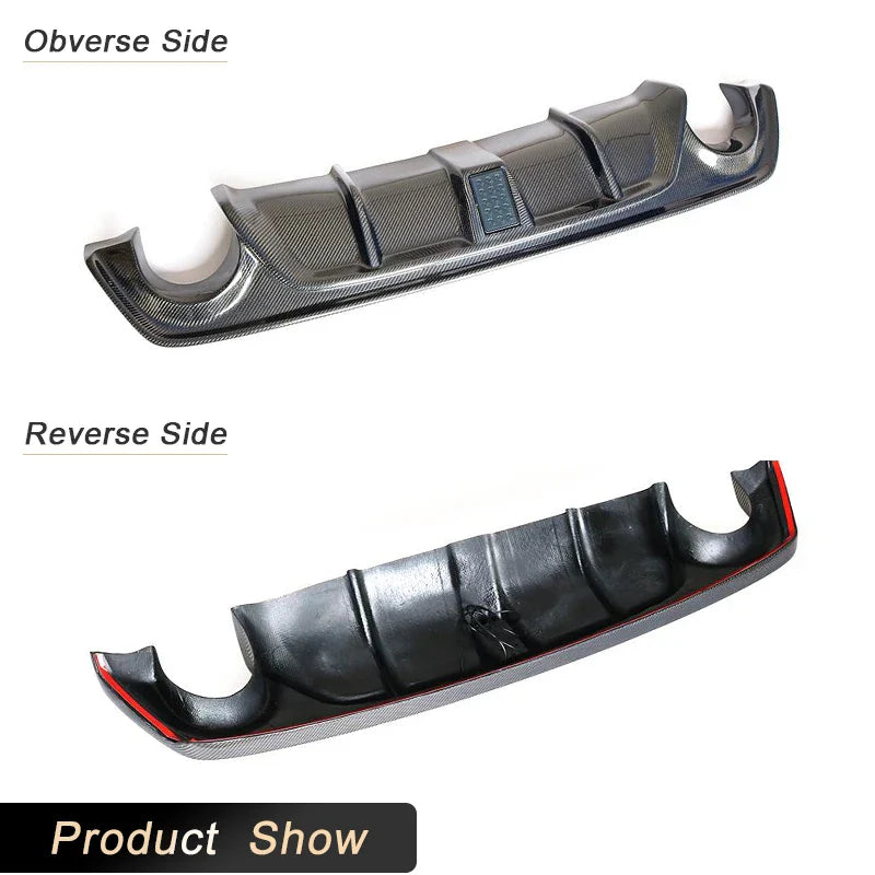 Carbon Fiber Rear Bumper Diffuser Lip Spoiler for Infiniti Q50 Q50S Sedan 4D 2018 2019 Car Rear Apron Lip With Light Body Kit