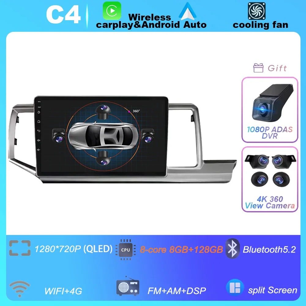 Android 14 Car Radio for Honda Stepwgn 2.0 RK 2009-2013-2015 Multimedia Video GPS Player BT Carplay 2din Navigation NO 2din