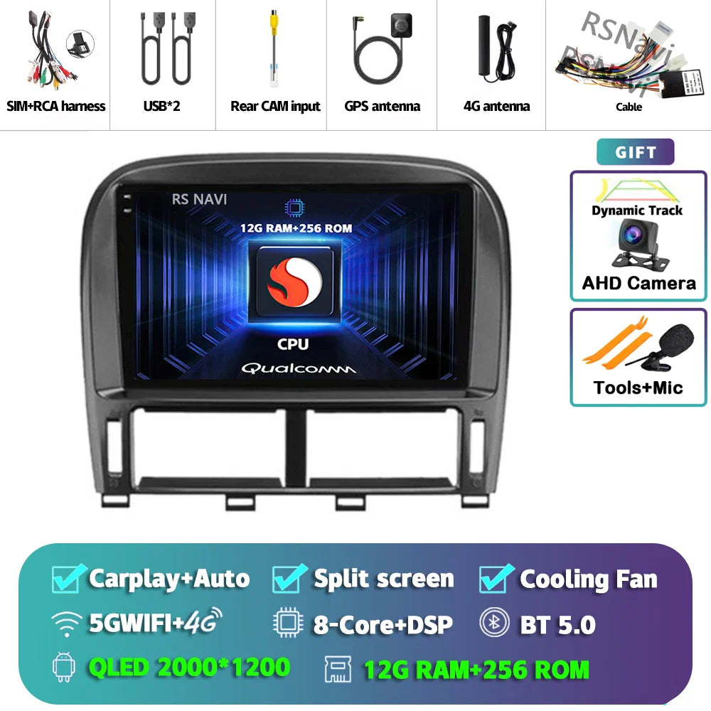 Android 14 Carplay Auto Car Radio Multimedia Player For Lexus LS430 XF30 LS 430 2000 - 2006 DSP Autoradio Stereo 2din Head Unit
