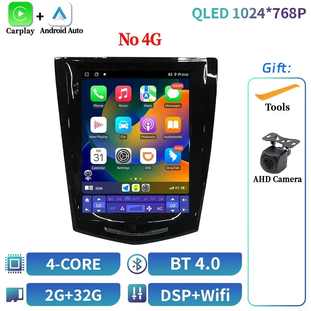 9.7inch Android 14 For Cadillac Ats Xts Cts Srx 2013-2018 Car Radio Multimedia Navigation 4G GPS Wireless Carplay Screen Stereo