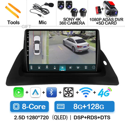 Android 14 Wireless Carplay Auto For Renault Kangoo 2 2009 - 2018 Car Radio Multimedia Stereo Video Player QLED GPS NAVI 4G WIFI