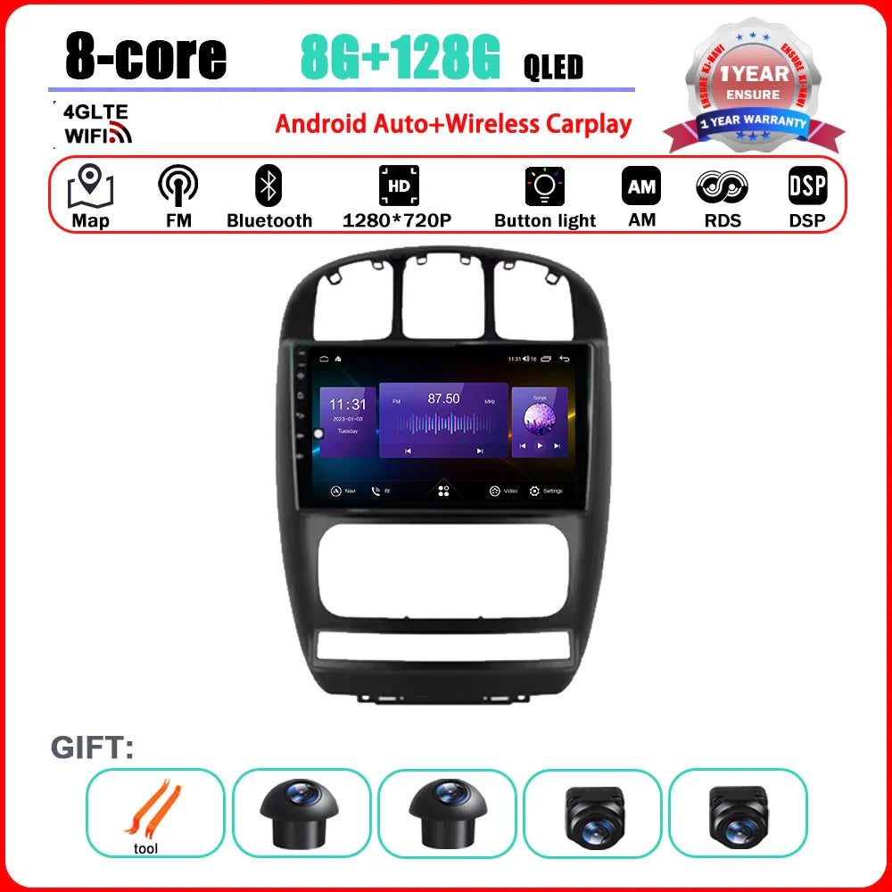 Car Radio Multimedia Player Android 14 System for Dodge Caravan 4 For Chrysler Grand Voyager RS 2000 - 2012 GPS Navi WiFi BT