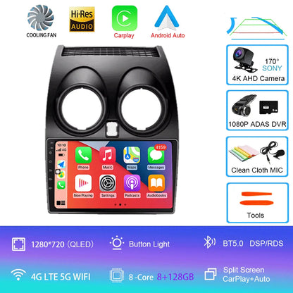 Android 14 2 DIN untuk Nissan Qashqai 1 J10 2006-2014 Radio Mobil Navigasi Pemutar Multimedia DVD Carplay Stereo Speaker Unit Ke