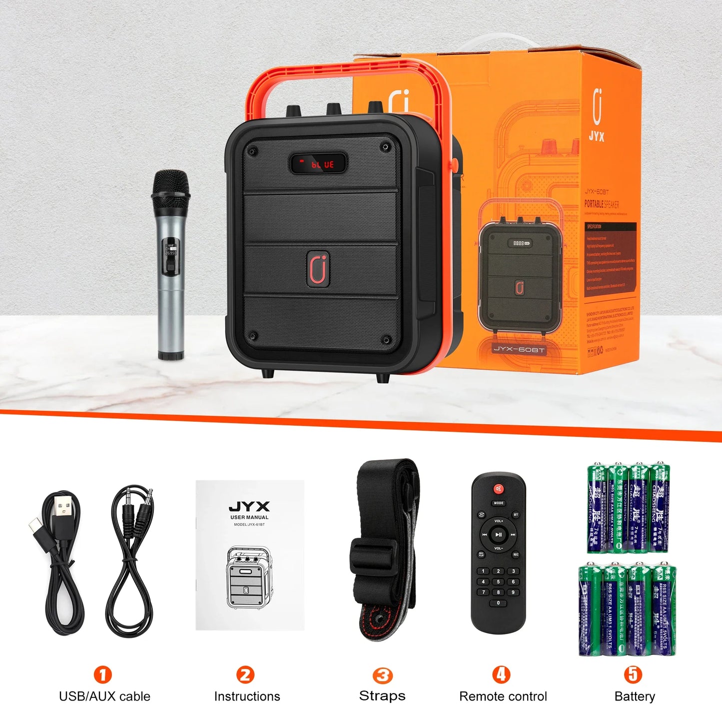 FanFun Karaoke Machine with 1 Wireless Microphones, Portable Bluetooth Speaker with Bass/Treble Adjustment, PA System