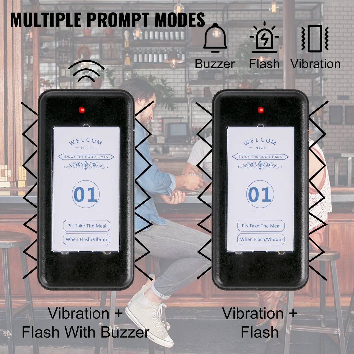 VEVOR Wireless Restaurant Buzzer Pager 16 Coasters Paging Guest Calling Queuing System for Coffee Dessert Burger Shop Food Truck