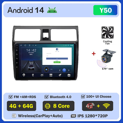 Android 14 Car player Auto Car 9 inch Radio For Suzuki Swift 2003 - 2010 GPS Navigation Auto Radio Dash Cam 5G wifi QLED Screen