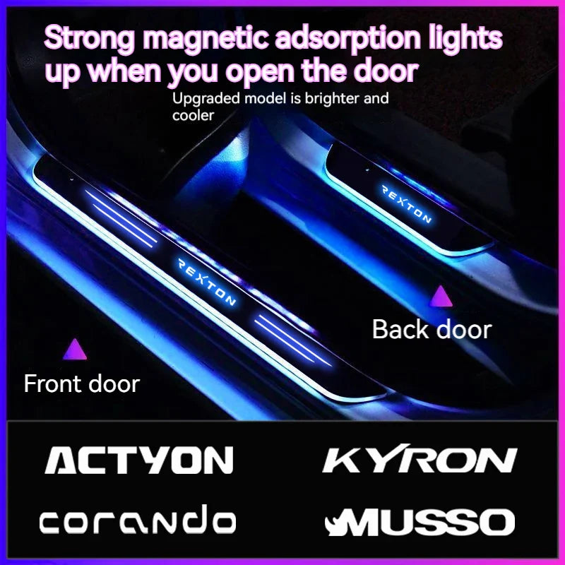 Car door welcome light pedal threshold light car atmosphere light For Ssangyong Korando Rexton Kyron chairman Actyon Rodius