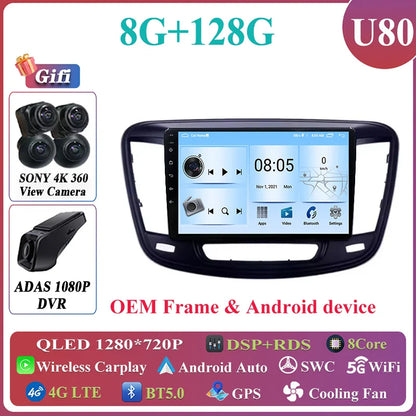 Android Auto For Chrysler 200 200C 200S 2015 - 2019 Car Radio Multimedia Video Stereo Player Carplay Navigation GPS DSP 5G WIFI