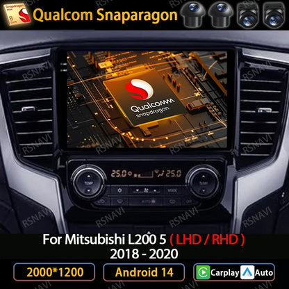 Android 14 Car Radio For Mitsubishi L200 5 2018 - 2021 Multimedia Video Player 4G WIFI Wireless Carplay Auto Head Unit QLED 2DIN