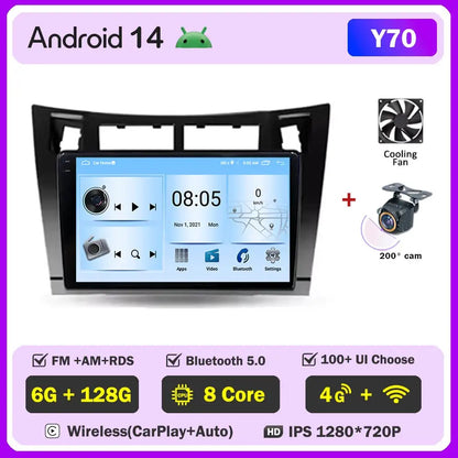 Car Radio Android 14 For Toyota Yaris 2 XP90 2005 - 2012 Auto Multimedia Stereo Dash Cam Screen GPS Head Unit Navigation DVD BT