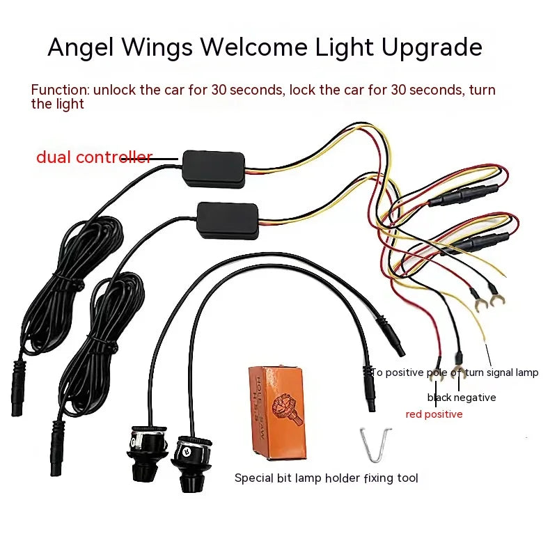 2pcs Car Side Rearview Mirror Welcome Lights Angel Wing Dynamic Projection Lamp Projection Lamp Cool For All Brands All Models