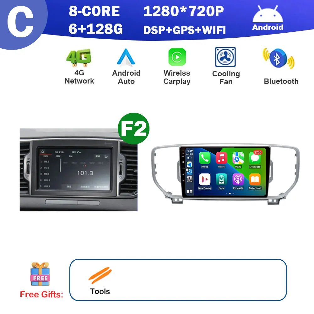 9 inch for KIA Sportage 4 QL 2016 2017 2018 Android Auto Navigation GPS Split Screen Wireless Carplay DSP Stereo Bluetooth WiFi