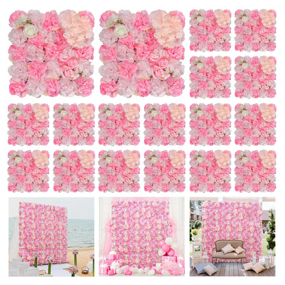 18pcs 3D Flowers Wall Backdrop16.5* 16.5Inch  Artificial Silk Roses Panels Home decoration Floral Ideal for Wedding Celebrations