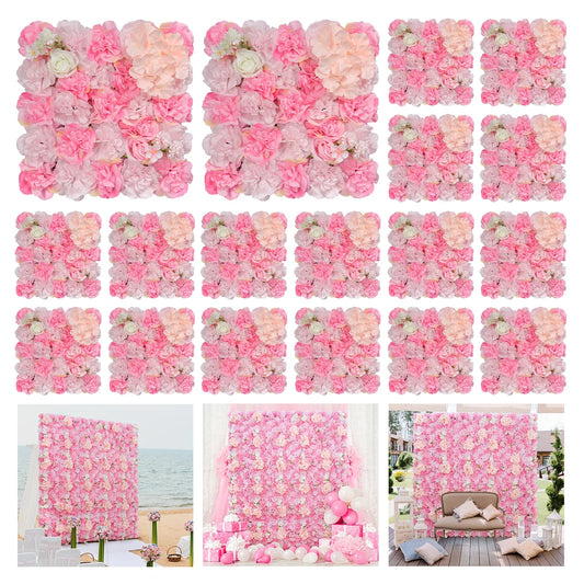 18pcs 3D Flowers Wall Backdrop16.5* 16.5Inch  Artificial Silk Roses Panels Home decoration Floral Ideal for Wedding Celebrations