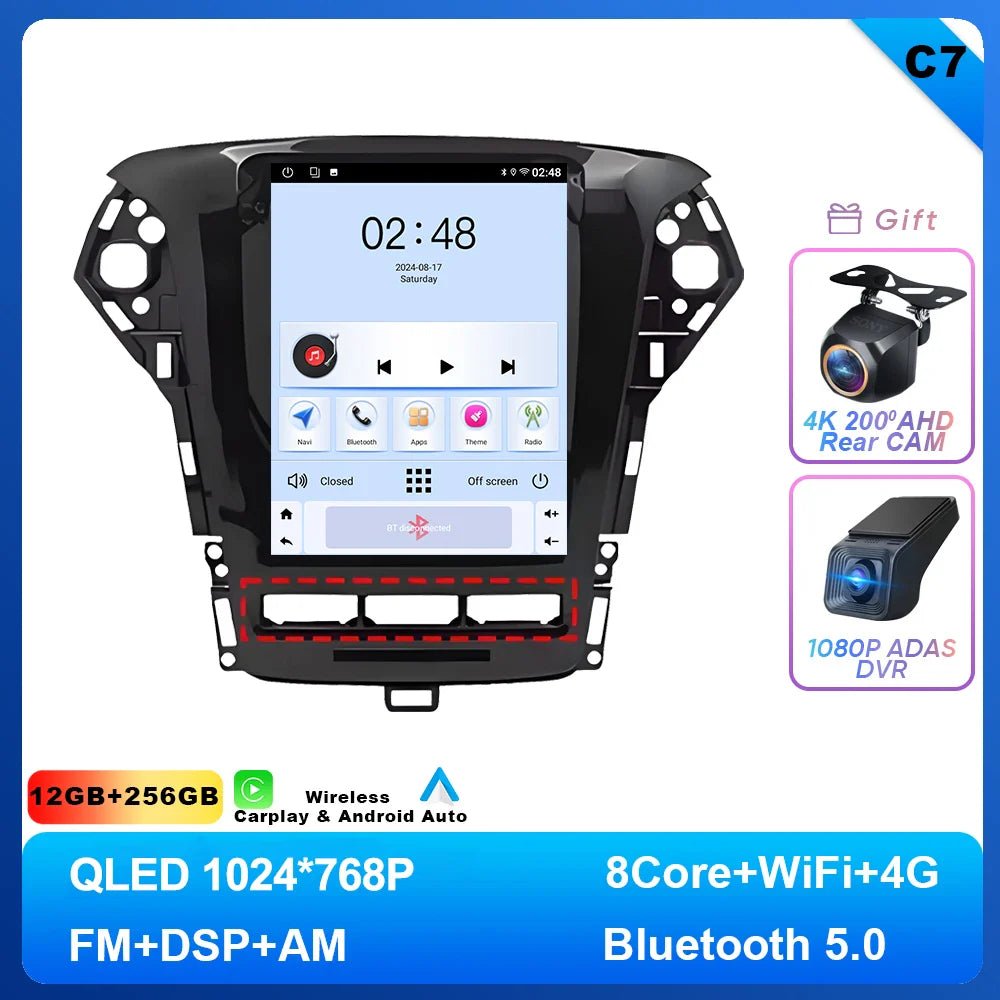 9.7 inch Android 14 Car Radio For Ford Mondeo MK4 2011 - 2013 Navigation Autoradio Multimedia Player DVD GPS Stereo WIFI 4G DVD