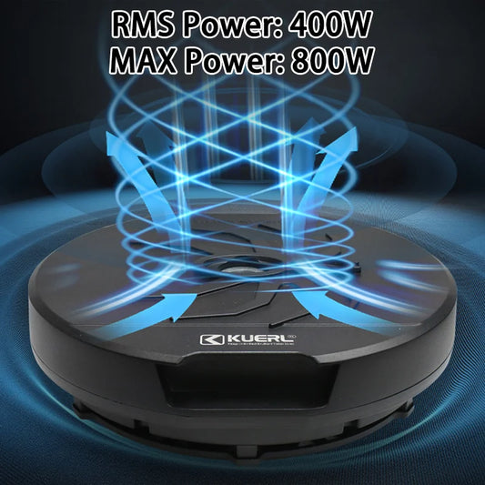 Car Spare Tire 12 Inch Active High Power Rated 400W Subwoofer Amplifier Car Audio Upgrade Installation In The Trunk Of The Car