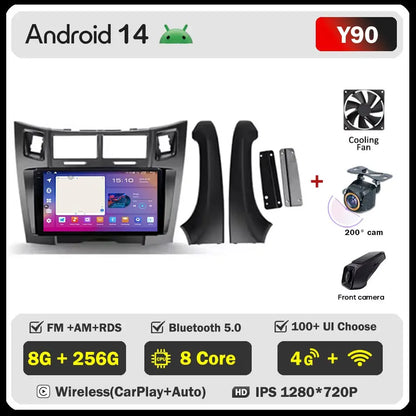 Car Radio Android 14 For Toyota Yaris 2 XP90 2005 - 2012 Auto Multimedia Stereo Dash Cam Screen GPS Head Unit Navigation DVD BT