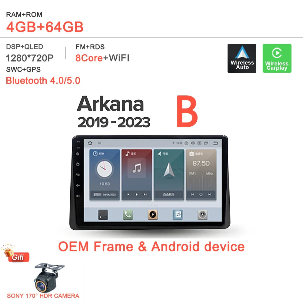 Android 14 For Renault Duster HM 2 II 2020 - 2023 Arkana 1 I 2019 - 2023 Car Radio Multimedia Video Player Navigation stereo DVD