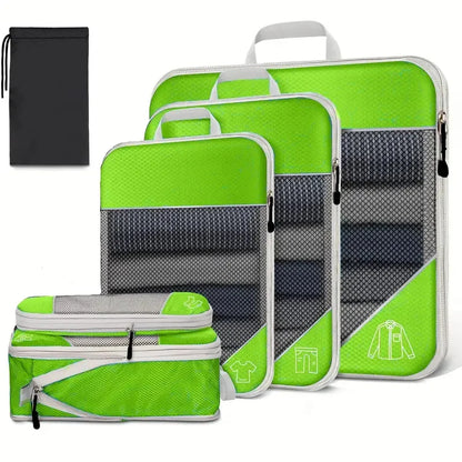 6PCS Travel Compressed Packing Cubes Storage Organizer Set With Shoe Bag Mesh Visual Luggage Portable Lightweight Suitcase Bag