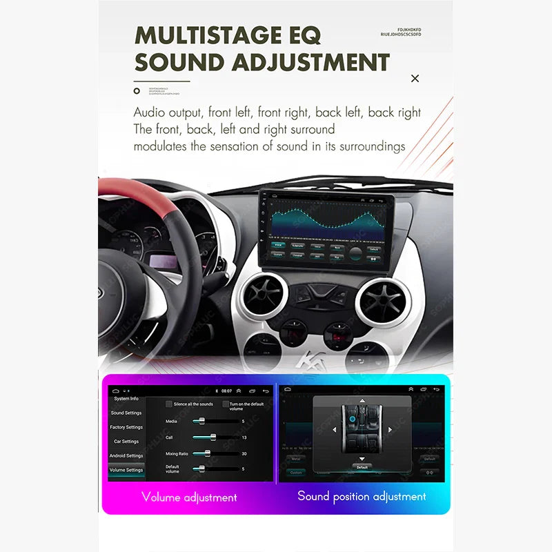 Sophluc 9 inch Android 13 Multimedia Vedio Player for Ford KA 2008-2012 Wireless Carplay GPS Navi BT FM DSP EQ Car Stereo Radio