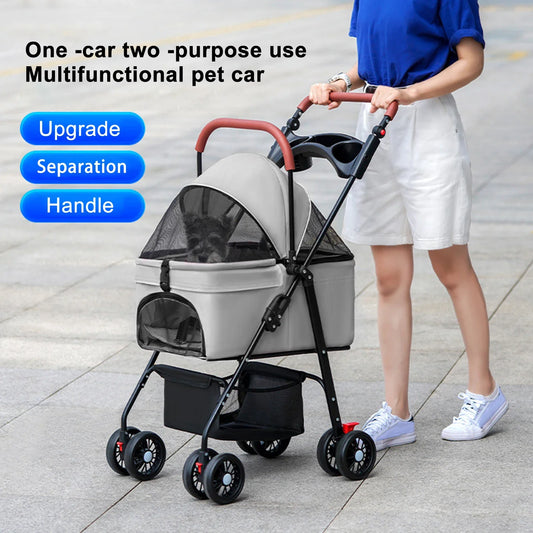 Pet Stroller, Folding Dog Stroller, Pet Folding Stroller, 4 Wheels Dog/Cat Puppy Stroller, Travel Carrier for Small Medium Pet