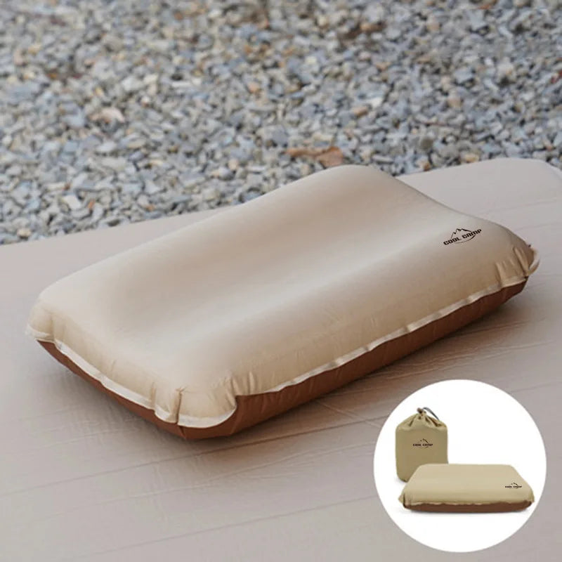 Portable Outdoor Automatic Inflatable Sponge Air Pillows Camping Sleep Cushion Travel Hiking Beach Car Plane Head Rest  Gears