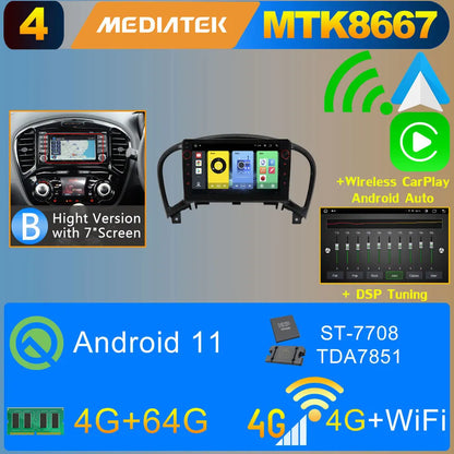 2Din Android 11 8G+128G Car Radio Stereo For Nissan Juke YF15 2010-2019 GPS Navigation Bluetooth 5.0 Tethering Carplay Autoradio