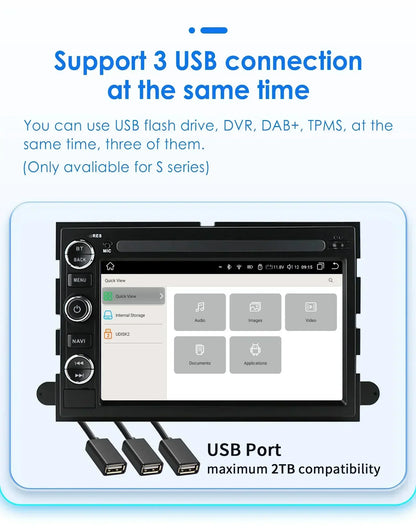 Hizpo Android 13 2 Din GPS Multimedia Player For  Ford 500 F150 Explorer Edge Escape Sport Lincoln Expedition Mustang Car Radio