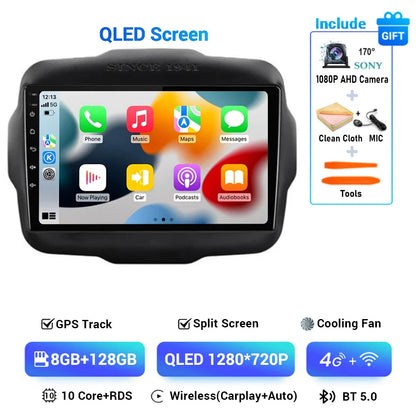 Android 15 Carplay Auto 4G DSP Car Radio Video Multimedia Player For Jeep Renegade 2016 2017 2018 2019 2020 Autoradio GPS Stereo
